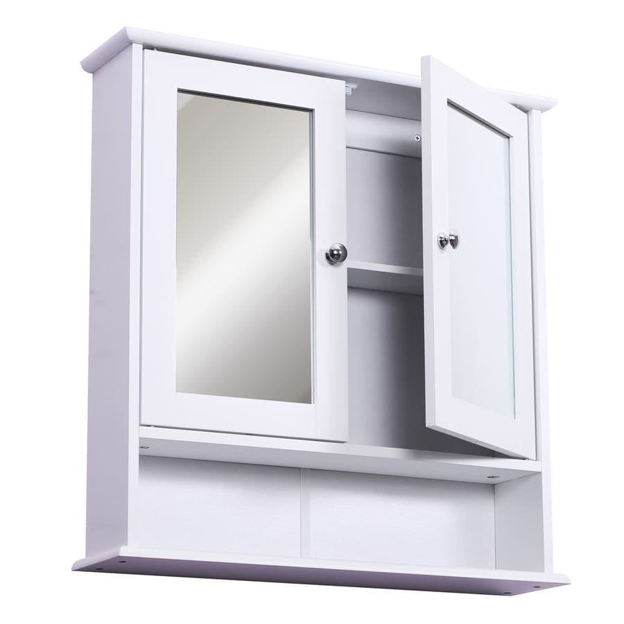 Armário de casa banho com parede de espelho com 2 portas 3
