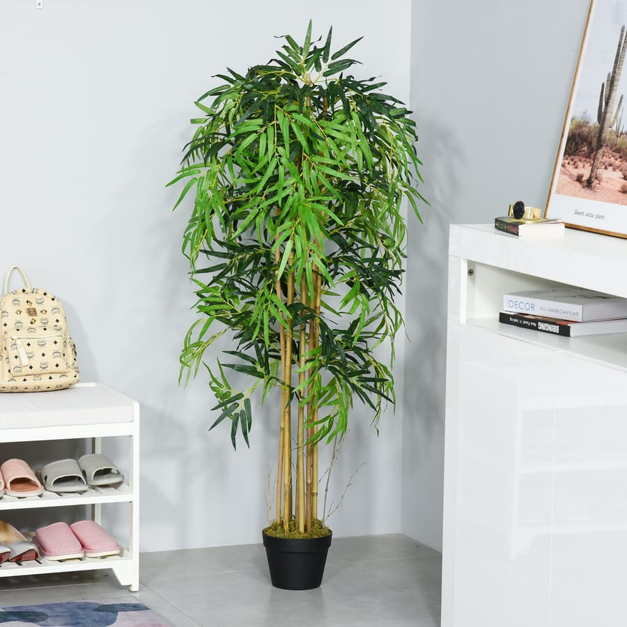 Bambu Artificial 150cm com Vaso Decorativo Planta Sintética