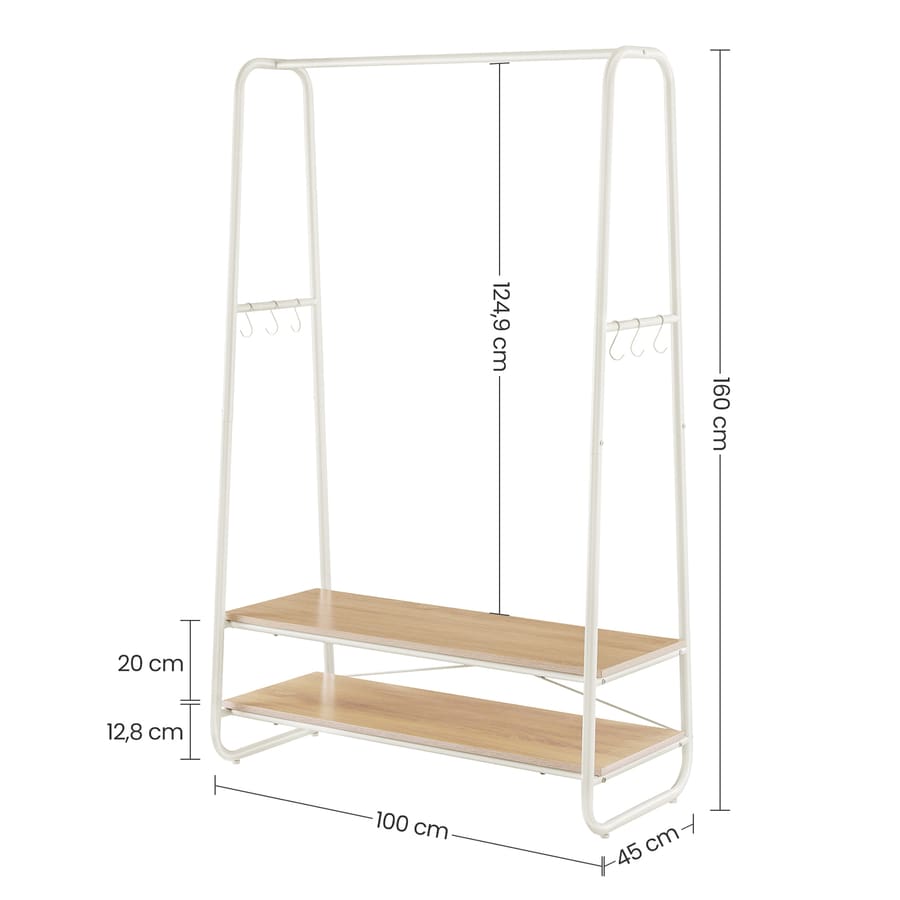 Cabide Guarda Roupa com 2 prateleiras 45 x 100 x 160 cm