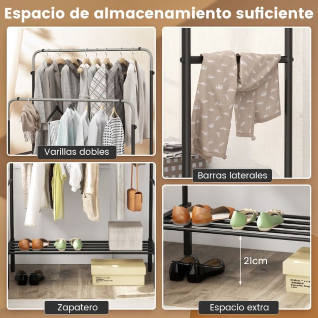 Cabide Guarda Roupa de varão duplo com altura ajustável