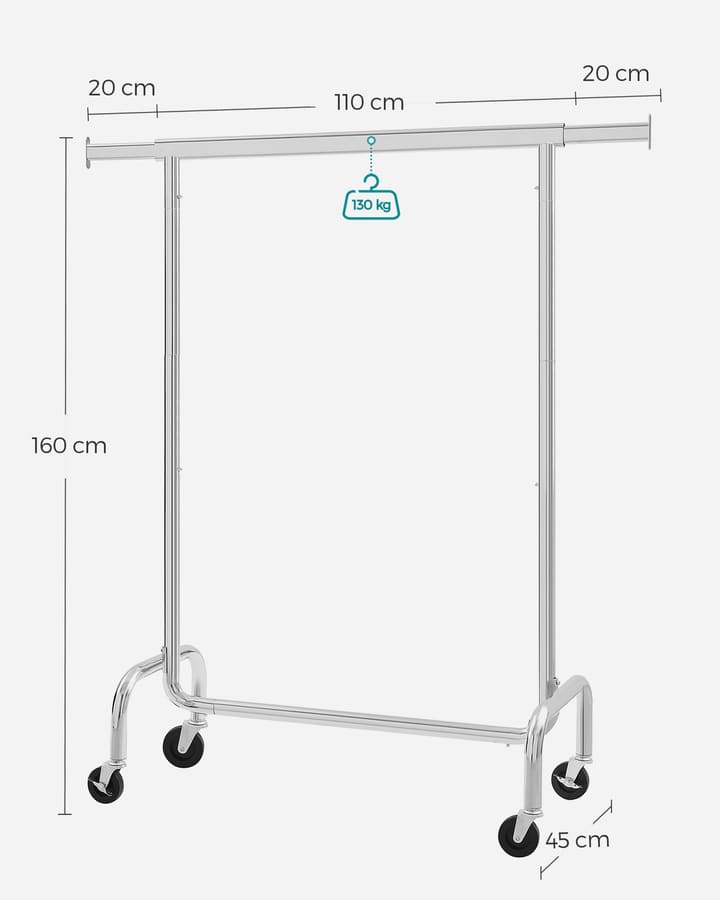 Cabide para roupa resistente 130 kg (110-150) x 160 x 45 cm