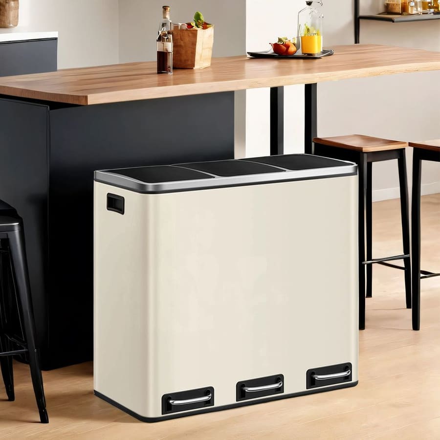 Caixote do lixo de cozinha, 3 x 18 L, sistema de separação