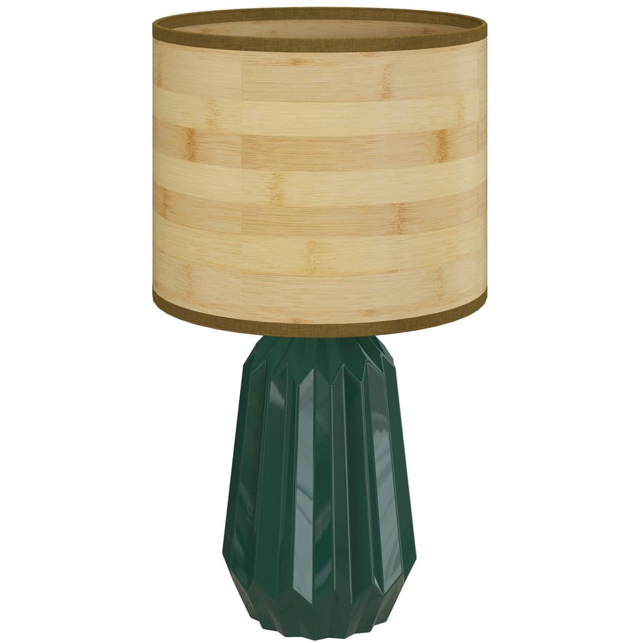 Candeeiro de Mesa com Base de Cerâmica e Ecrã de Linho Estilo