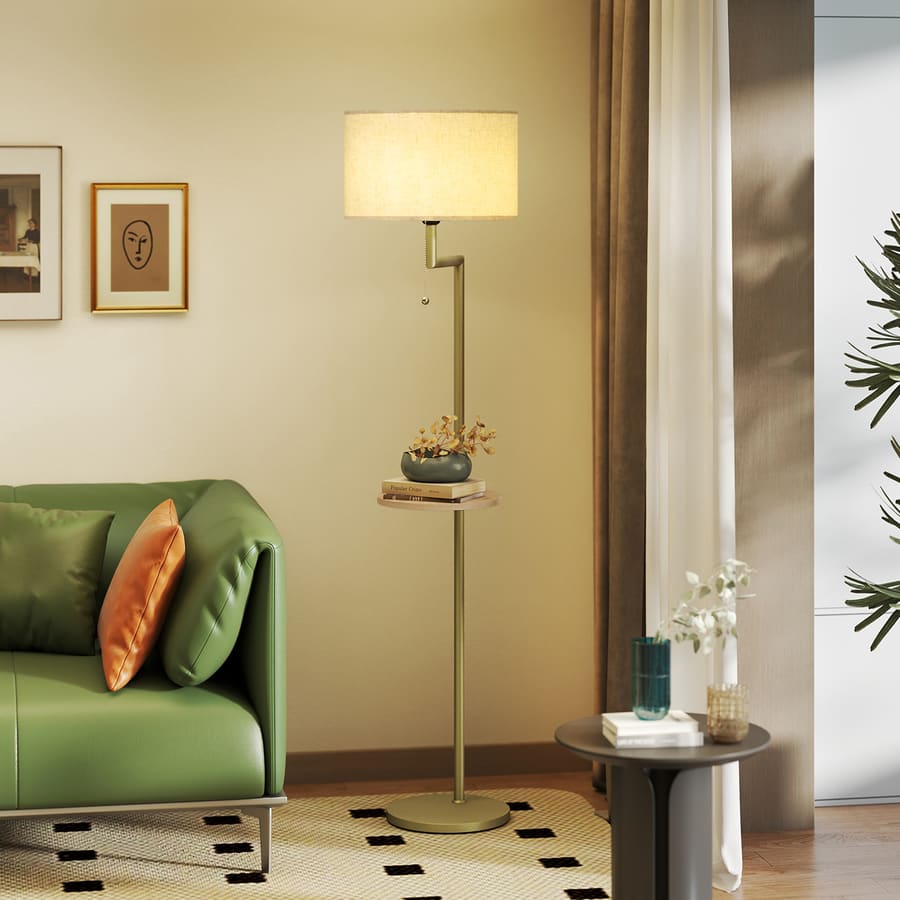Candeeiro de Pé com Mesa Auxiliar Lâmpada E27 Máx. 40W Ecrã