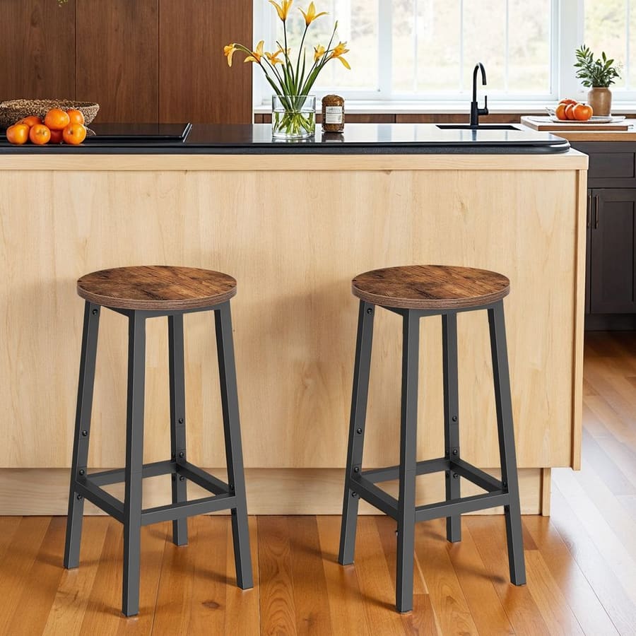 Conjunto 2 Bancos altos bar com estrutura em aço 32 x 65 cm (Ø