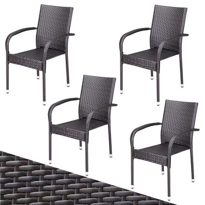 Conjunto de 4 Cadeiras jardim empilhável Comfort em Polyrattan