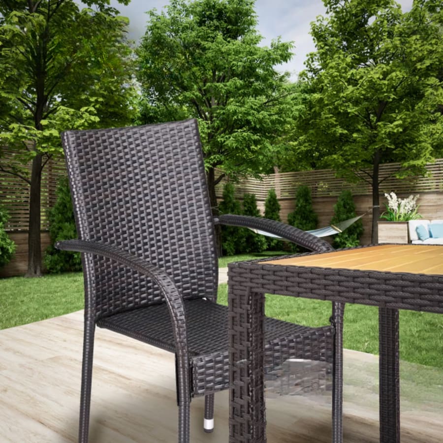 Conjunto de 4 Cadeiras jardim empilhável Comfort em Polyrattan