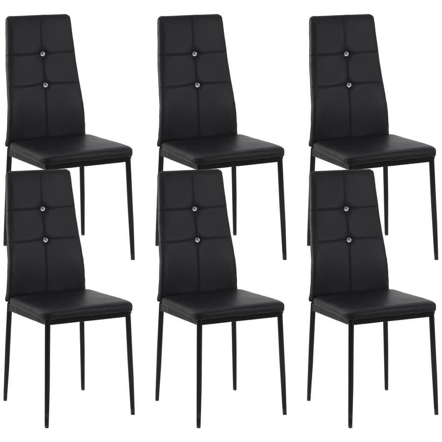 Conjunto de 6 Cadeiras de Sala de Jantar Estofadas em PU