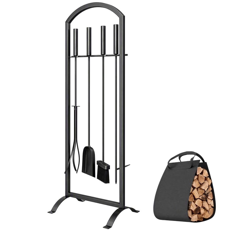 Conjunto de 6 Ferramentas para Lareira, 30 x 22 x 86 cm, Preto