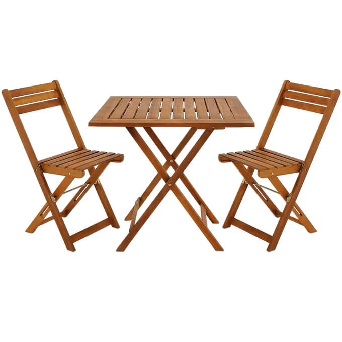 Conjunto de jardim uma mesa e duas cadeiras em madeira