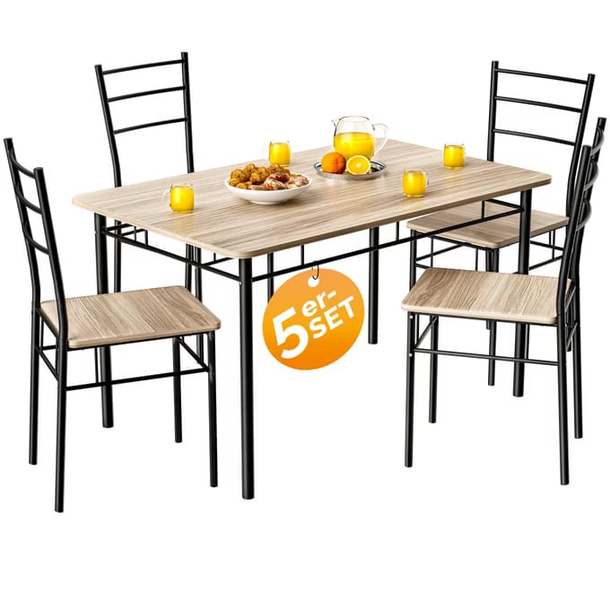 Conjunto de mesa cozinha com 4 cadeiras Leo, 5 peças, cor