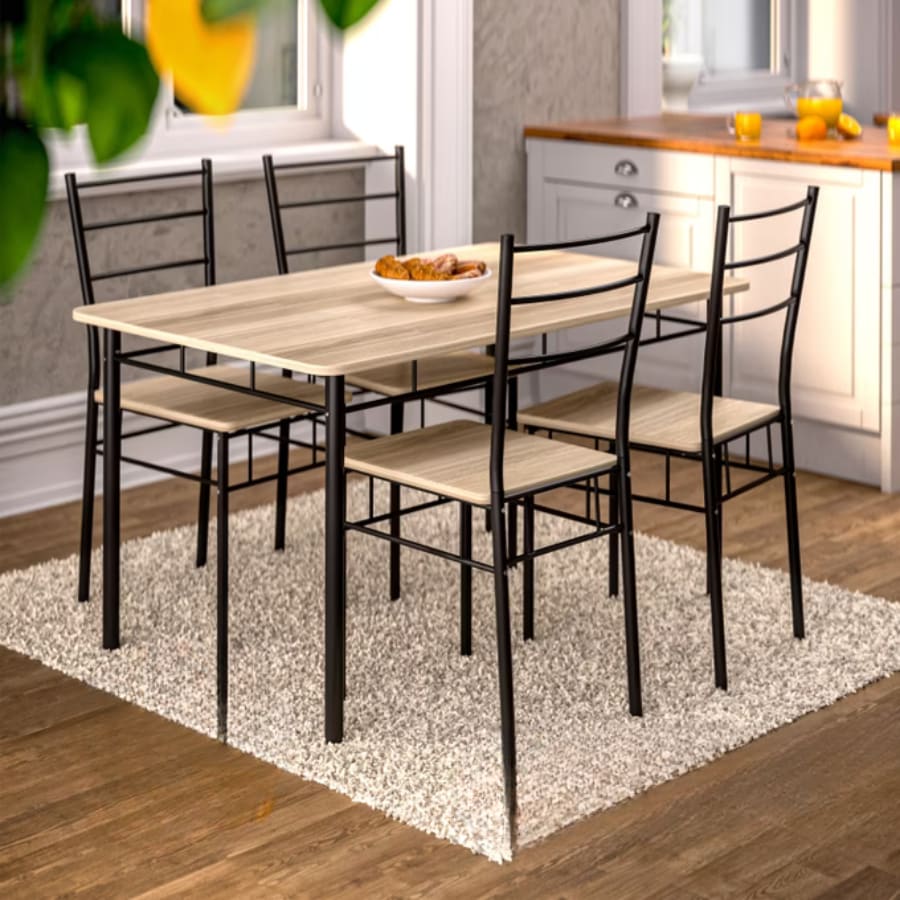 Conjunto de mesa cozinha com 4 cadeiras Leo, 5 peças, cor