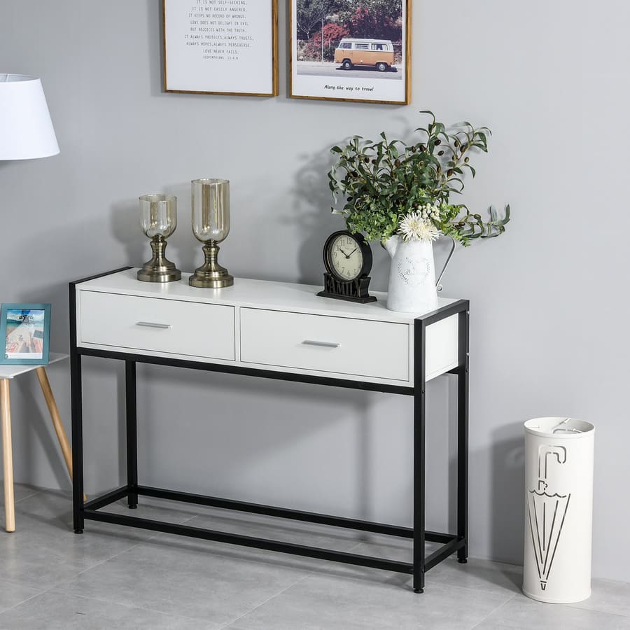 Consola Mesa de Entrada 120x34x81cm com 2 Gavetas e Pés