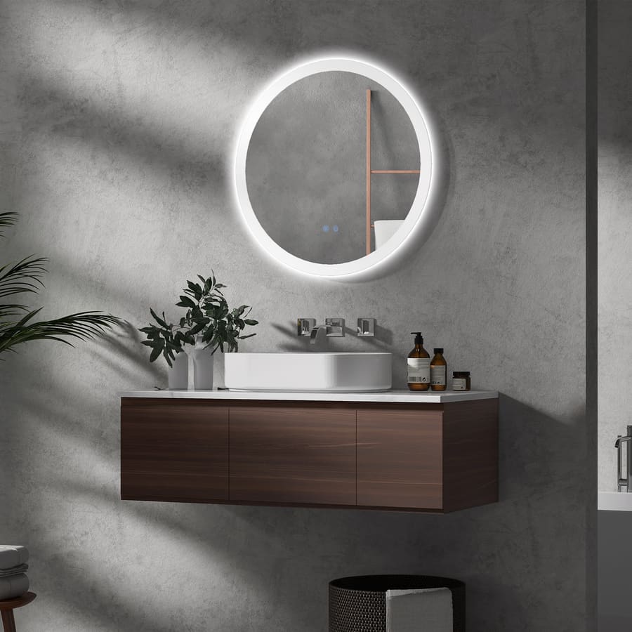 Espelho Casa de Banho Redondo com Luzes LED 70×70 cm Função