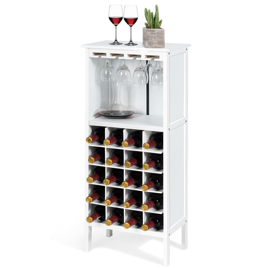 Garrafeira Porta-Vinhos para 20 Garrafas com Porta copos Pinho