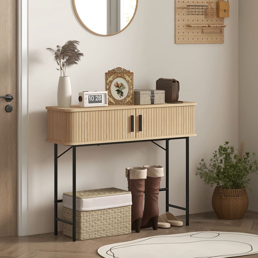 Mesa Consola Vintage Móvel de Entrada com 2 Portas de Correr