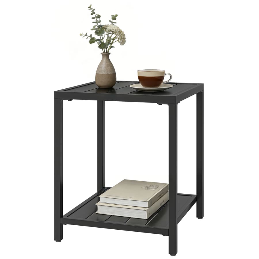 Mesa de centro de exterior de 2 níveis em metal 45 x 45 x 54 cm