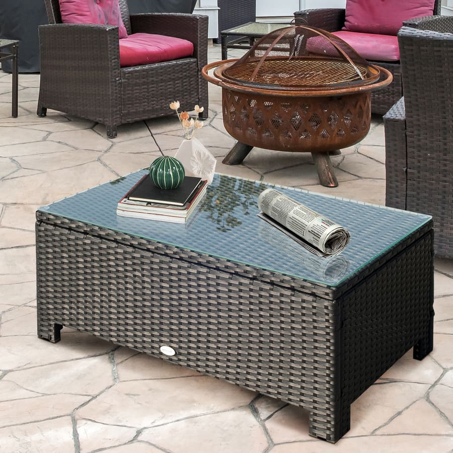 Mesa de centro de jardim com tampo em vidro temperado de 5 mm