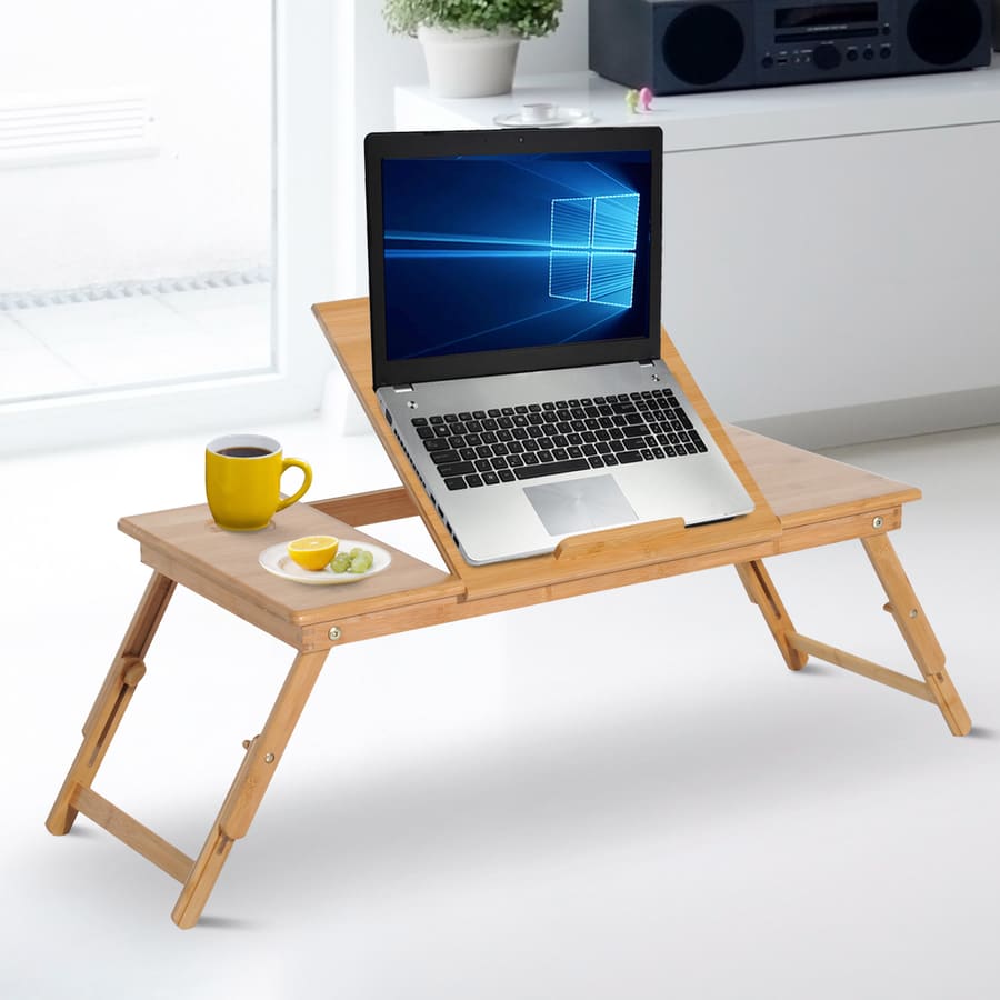 Mesa de computador portátil Bandeja de cama de bambu Dobrável