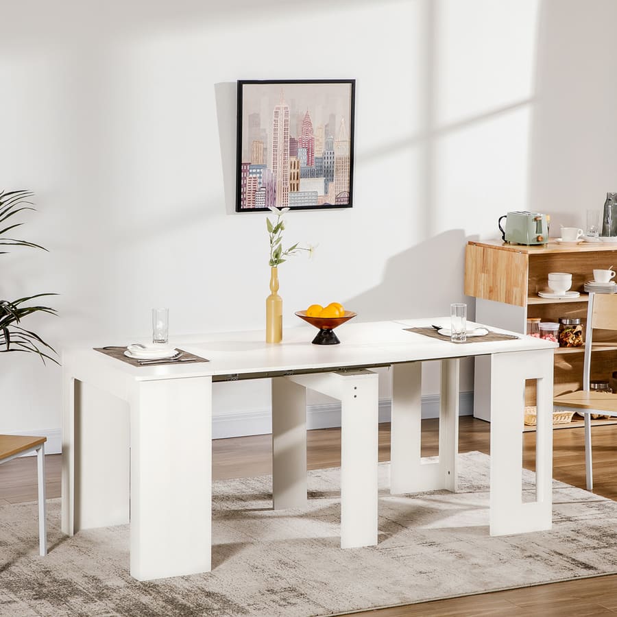 Mesa de Jantar Extensível para 4-6 Pessoas com Lateral Abatível