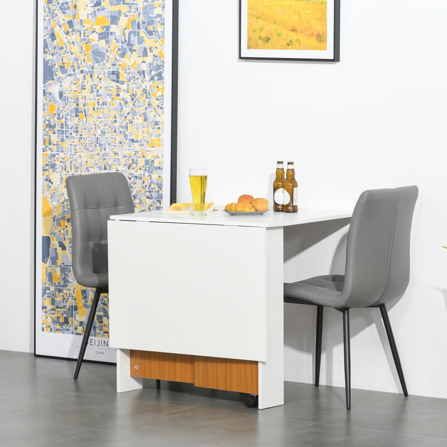 Mesa de Sala de Jantar Dobrável com Rodas