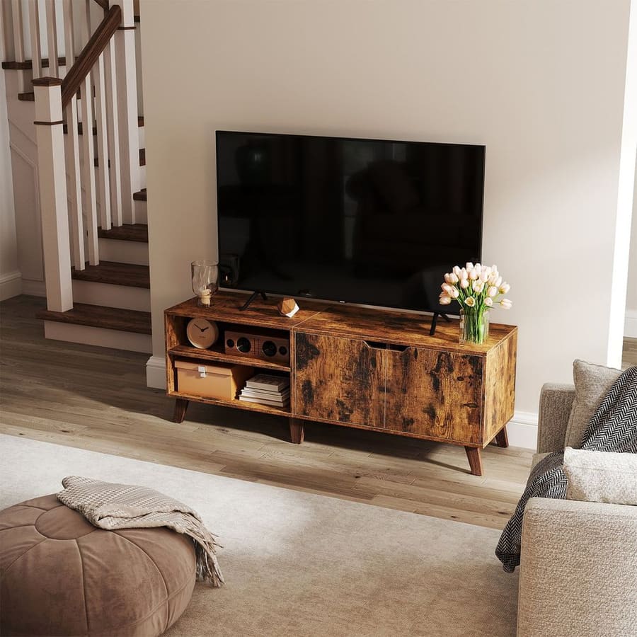 Móvel de TV, mesa de TV com 2 portas, 140 x 40 x 50 cm Castanho
