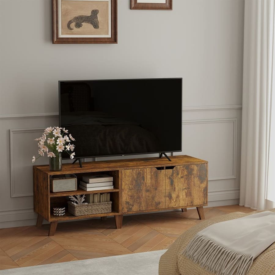 Móvel de TV, mesa de TV com 2 portas, 140 x 40 x 50 cm Castanho