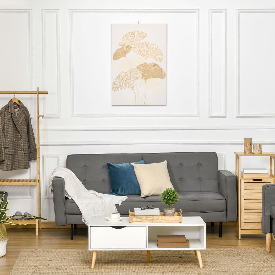 Pintura em Tela Folhas de Ginkgo Biloba 90x60cm Impressão