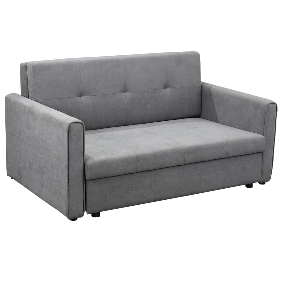 Sofá Cama de 2 Lugares Estofado em Algodão com 2 Almofadas