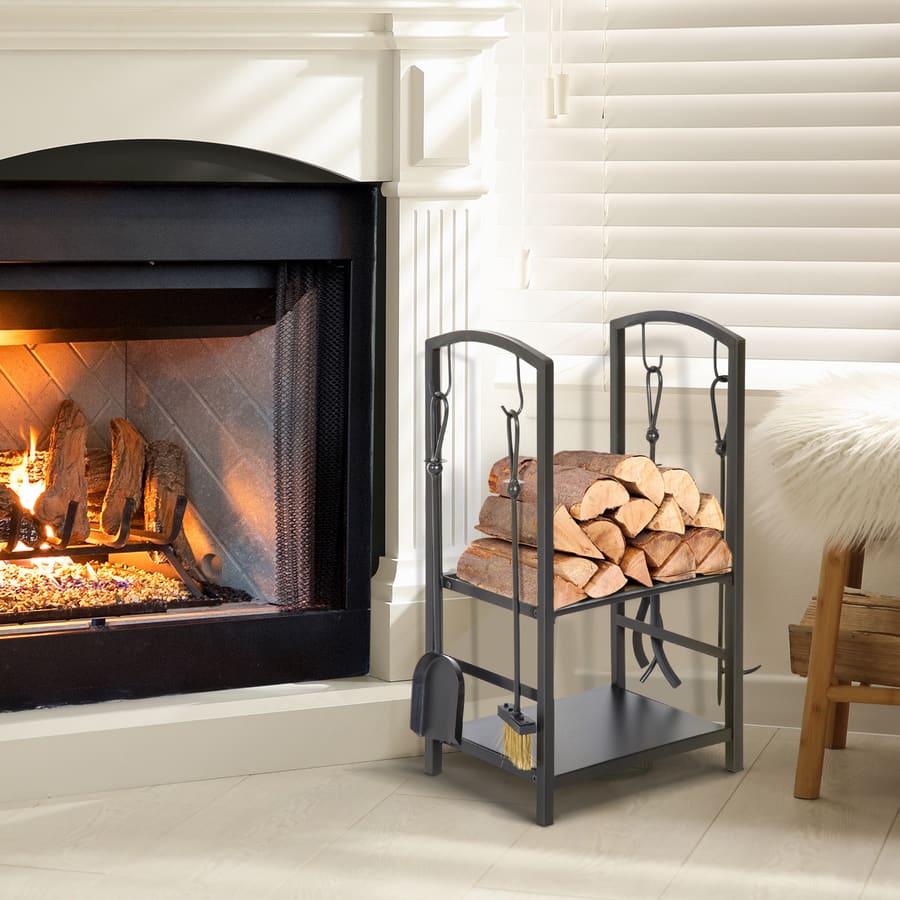 Suporte para Lenha de 2 Níveis Porta
